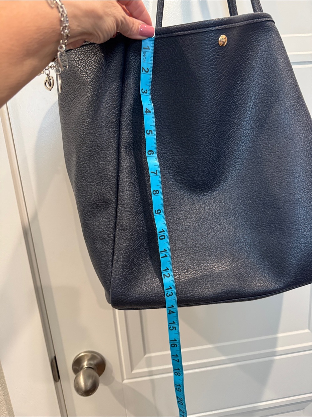 Everyday Black Pebbled Tote with Front Pocket - Picture 9 of 10